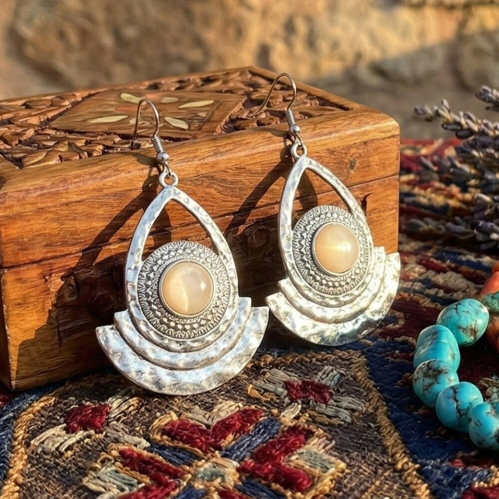 Turkish Handcrafted Boho Chic Dangle Earrings - Statement Fashion Jewelry - Picture 11 of 11